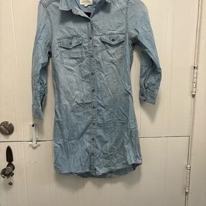 Wax Jean Light Blue Denim Shirt Dress